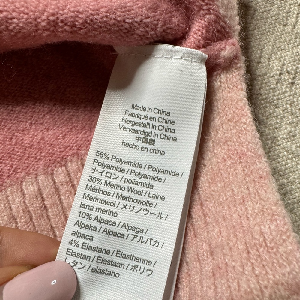 JCREW Pastel Pink Wool Striped Turtleneck Sweater M - Picture 3 of 8